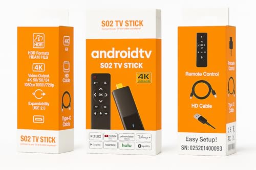 S03 TV Stick Android, 4K Ultra HD, Telecomando, Compatibile con Netflix Youtube Prime2 ram-16 Flash Migliorato ...Non compatibile con l'app Tedi Telecable.Video