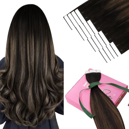 YoungSee Tape in Hair Extensions Human Hair Brown, Can be Heat-styled