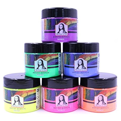 SÜDOR Monalisa Fluorescent Acrylic Paint Set 6 x 125 ml Black Colours Cover