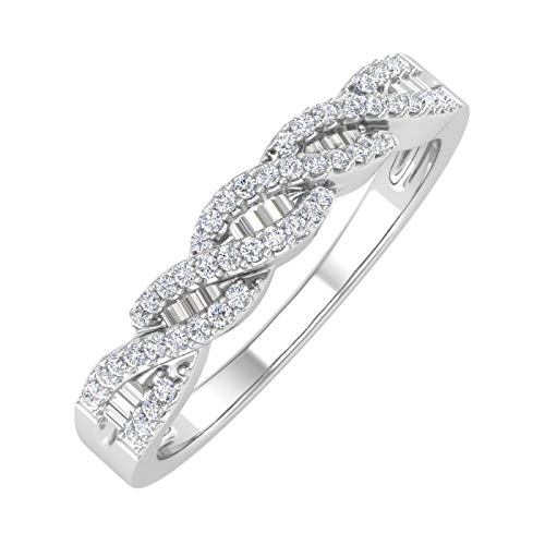 1/5 Carat Diamond Twisted Wedding Band Ring in 10K Gold