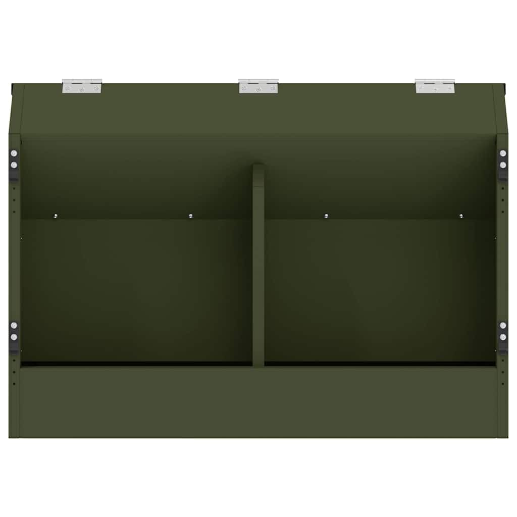 Comedero para conejos verde oliva de acero laminado en frío, 64,5 x 25,5 x 45,5 cm, resistente a la intemperie y al agua, con capacidad de 6 kg, para interior y exterior, práctica solución de