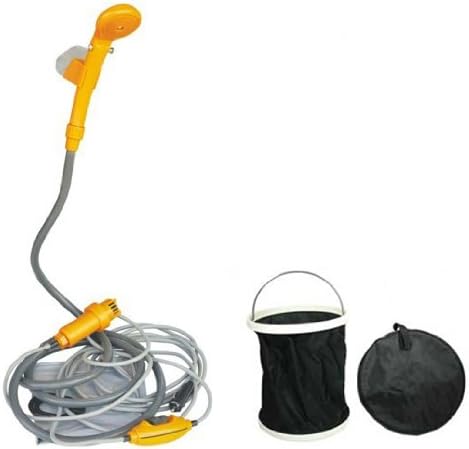 Portable 12V Automobile Camping Water Pump Shower Set with Collapsible Bucket