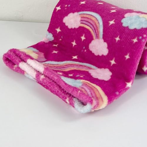 Manta Cobertor de Bebe Menina Estampada 1,10 x 1,00m Soft Antialergica Extra Macia (ARCO IRIS PINK)