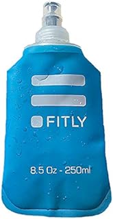 FITLY Soft Flask - 8.5 oz (250 ml) - Shrink As You Drink Pocket Soft Water Bottle for Hydration Pack/Running Vest- Folding Water Bottle for Running, Hiking, Cycling - Ski Water Bottles (FLASK250)
