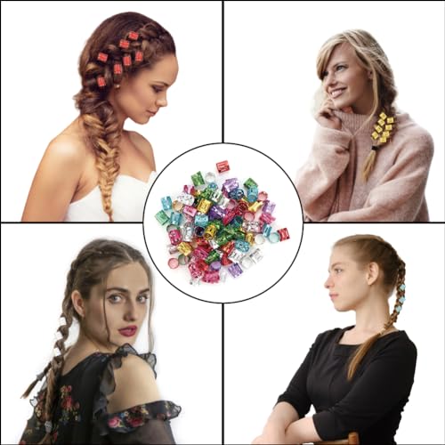 Joyzan Hair Braid Cuff, Dreadlocks Beads Rings Decoration Wig Dread Locks | Mujeres y niñas clips metálicos para trenzas con estilo ajustable, accesorios para peinados en plata, oro y negro miniatura 6