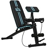 HOMCOM Banco de Musculación Plegable Banco de Pesas Reclinable Azul