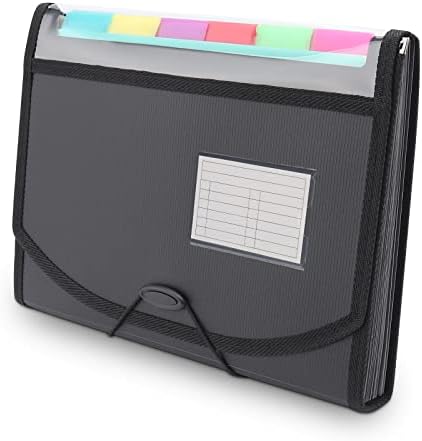 Amazon Brand - Eono A4 Document Organizer Expanding File Folder, 13-Pockets Colour File Organiser, A4 Size Accordian File Folder Organizer with Blank Labels, Expandable Folder for Home Office School