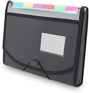 Amazon Brand - Eono A4 Document Organizer Expanding File Folder, 13-Pockets Colour File Organiser, A4 Size Accordian File Folder Organizer with Blank Labels, Expandable Folder for Home Office School