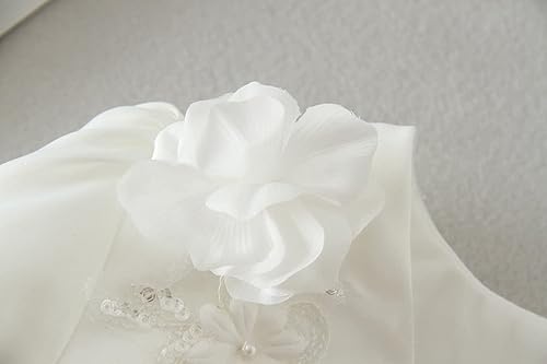 Miniatura 5 de Snowskite Pequeñas Niñas Blanco Manga Larga Satén Flor Niña Bolero Chaqueta Cubierta