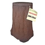 REGENTONNE REGENFASS Baum braun 300l - FROSTSICHERES, LANGLEBIGES Regenfass mit stabilem Deckel und Wasserhahn