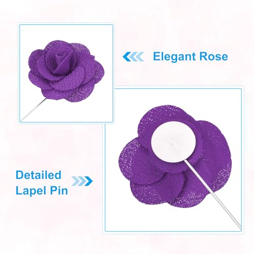 Image of PATIKIL Flower Boutonnieres Pin, Handmade Camellia Lapel Pin for Men Women Suit Wedding Graduation Anniversary Brooch Outfit Accessories