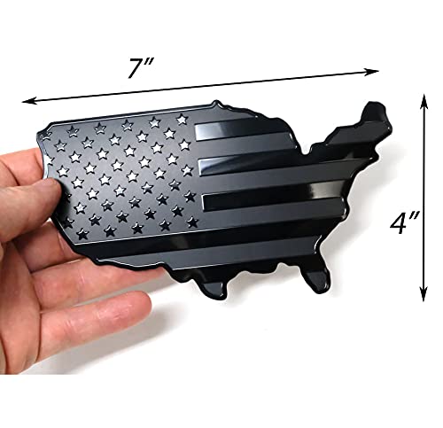 MULL USA Black Flag Map Auto Fender Emblem for Cars Trucks Laptop Wall (Black, 7"x4") - Thumbnail 2