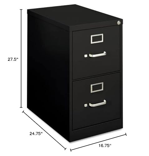 Basyx 2-Drawer Vertical File Cabinet, Letter, 15 By 22 By 26-1/16-Inch, Black #TOP1