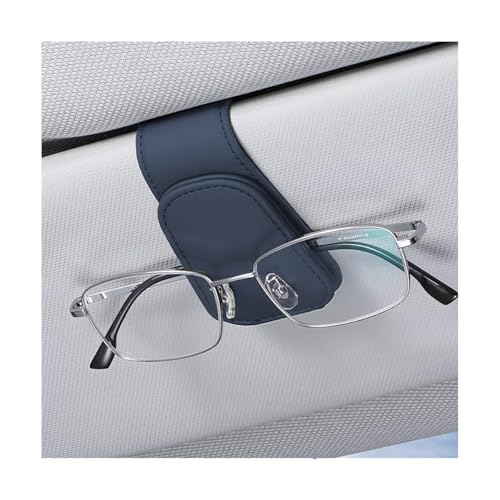 zipelo Sunglasses Holder for Car Sun Visor, Vehicle Magnetic Leather Eyeglass Hanger, Sun Glasses Mount Clip on Visors, Ticket Card Cash Organizer, Auto Interior Accessories (Blue, 1 PCS)
