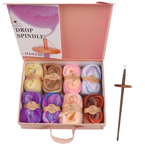 DICHA 2.7 Drop Spindle Kit with Wool and Instructions