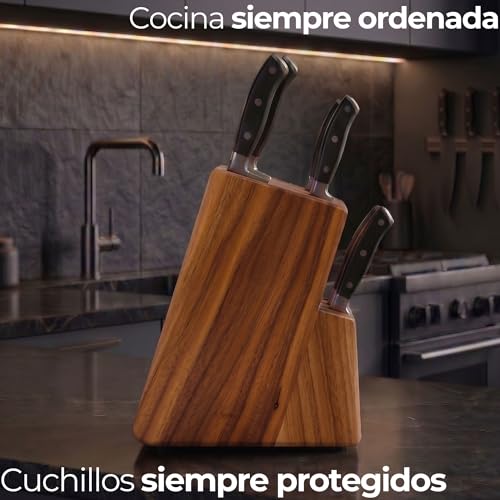 Miniatura 6 de Porta Cuchillos Cocina Universal 15 Piezas. Soporte Cuchillos Cocina Hecho En Madera Maciza. Tacoma Sin Cuchillos Robusta. Sujeta Cuchillos Con Soporte Para Tijera. Taco Cuchillos Cocina Acacia