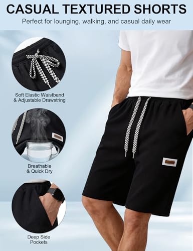 Image of Venzina Shorts Pant for Men Half Pant for Man Ribbed Knit Cooling 4 Way Stretch Fabric with Elastic Waist Drawstring for Jogging Gym Workout Commute
