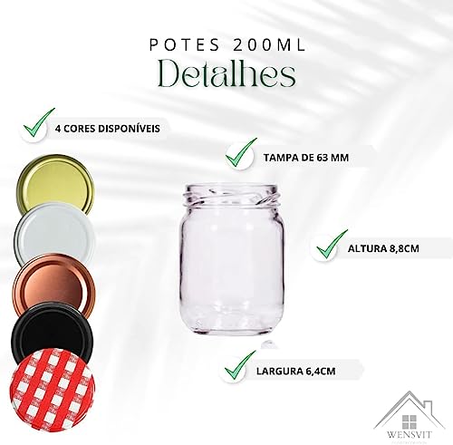 Kit com 10 Potes de Vidro Nadir Tamanhos Variados com Tampa (Cobre)