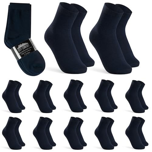 CityComfort Socken Kinder, Atmungsaktive Jungen Socken 12er-Pack (Dunkelblau, 7-10 Jahre)