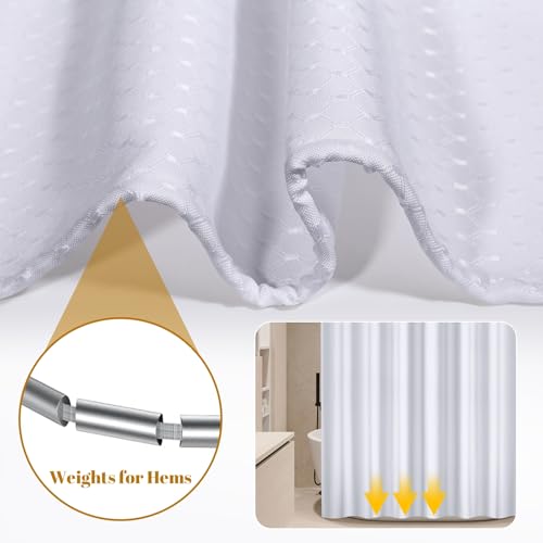 Poids de rideau de douche lesté imperméable polyester blanc 240x200 cm - 6