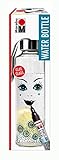 Glasflasche zum Selbstbemalen Marabu 0123000000104 - Porcelain & Glas Painter, Water Bottle, Set mit Glaswasserflasche 500 ml + 2 Porzellan- und Glasmalstifte mit Strichstärke 1 - 2 mm petrol und schwarz