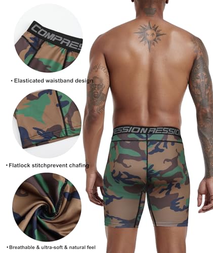Image of Men's Compression Shorts Underwear, Athletic Workout Base Layer, 4-Way Stretch Moisture-Wicking for Running, Gym, 3 or 5 Pack