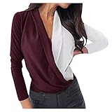 Damen KurzeÄrmel/Lange Ärmel V-Ausschnitt Bluse Elegant Casual Lose Oberteile Ideal für Sommer, Frühling, Herbst und Mode