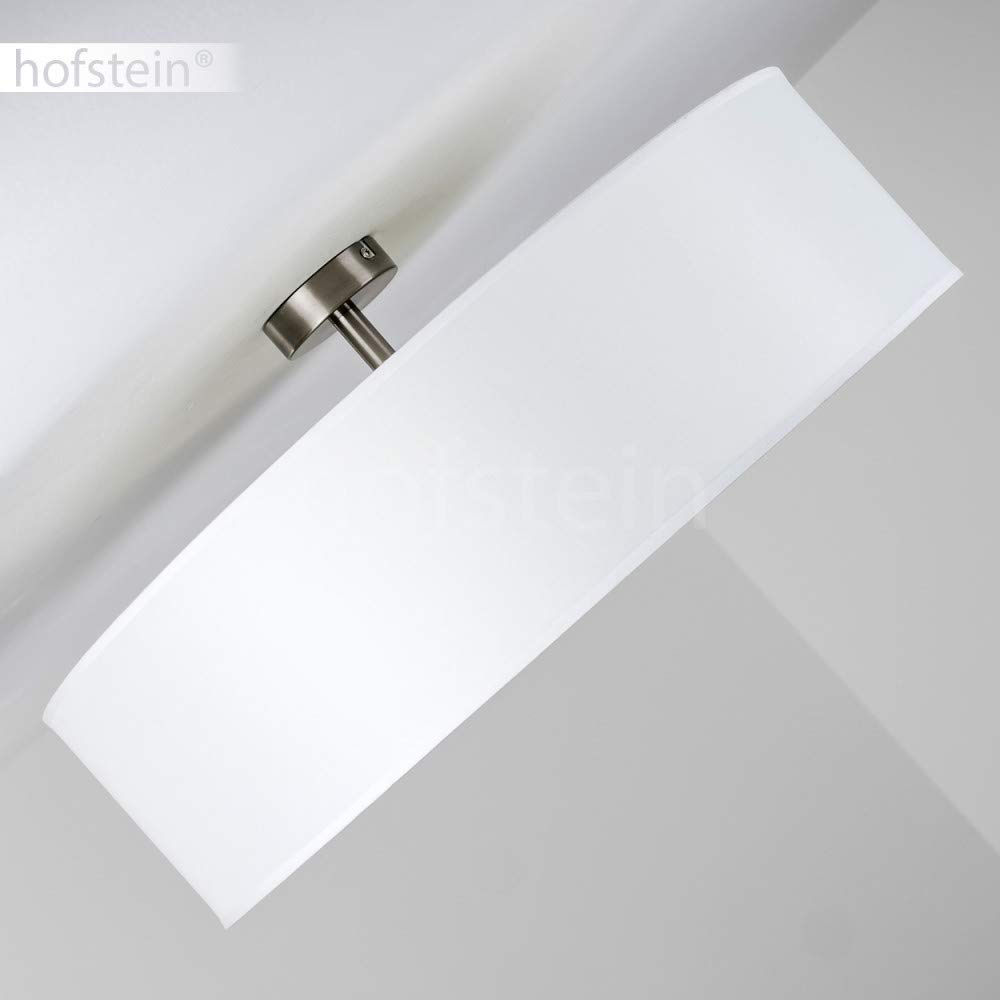 Lampada da soffitto Foggia, lampada da soffitto rotonda con paralume in tessuto bianco, Ø 60 cm, 3 x attacco E27, design retrò, senza lampadina/e