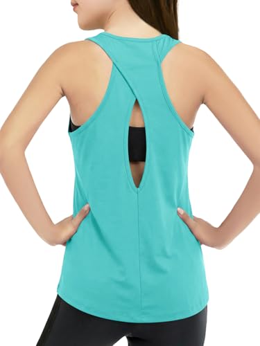 Image of Haloumoning Girls Athletic Tank Tops Racerback Sleeveless Shirts | Dry Fit Active Sports Running Yoga Shirts