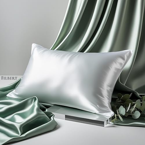 Image of Filbert Premium Satin Pillow Covers | Silky Satin Nights Where Comfort Meets Glamour | Best Gifting Collection - 18 inchx28 inch Inch - White