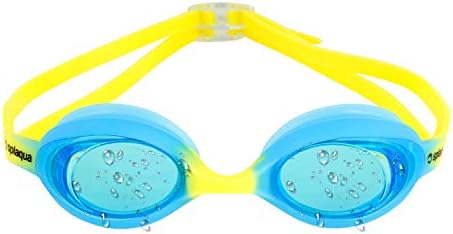 Splaqua Kids Swim Goggles - No Leak, UV Protection & Anti-Fog Lenses with Adjustable Strap, Swimming Goggles for Youth, Kids, Children | with Ear Plugs (Blue/Yellow)