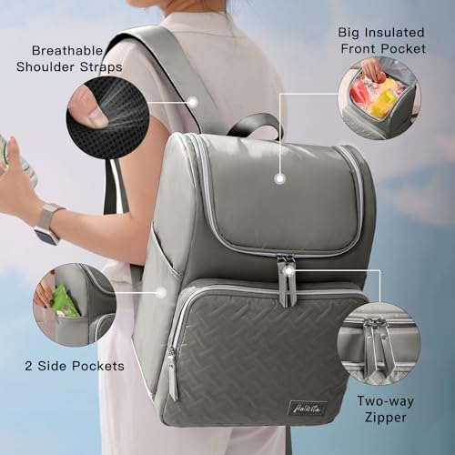 Image of Cooler Backpack Insulated Leak Proof 33 Cans, Waterproof Hiking Backpack Cooler Soft Cooler Bag Lunch Backpack for Picnic Camping Beach, Gray