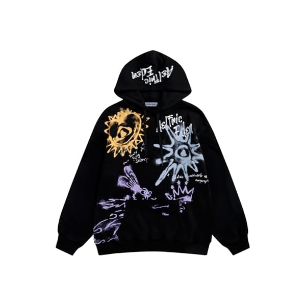 Aelfric Eden Graphic Hoodies for Men Oversized Hoodie Sweatshirt Streetwear Graffiti Hooded Pullover