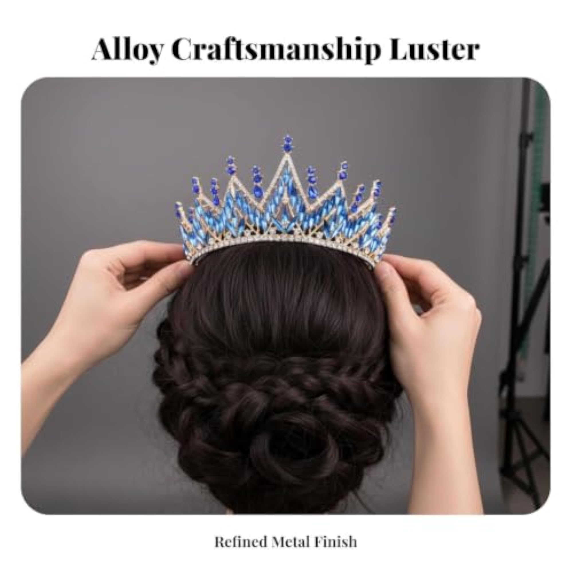 Elegant Rhinestone Crown Bridal Tiara with Marquise Cut Crystals