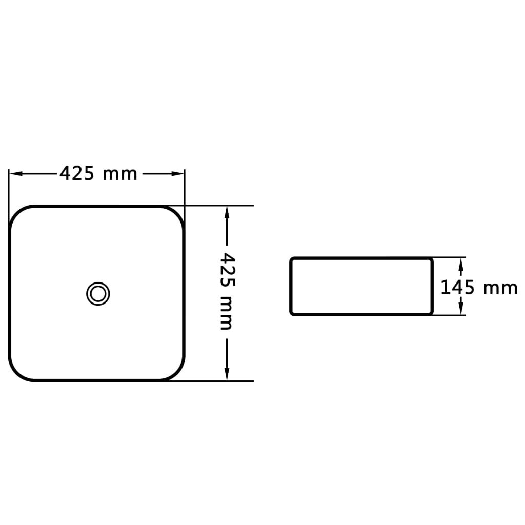 Lavabo in ceramica bianca, 42,5 x 42,5 x 14,5 cm, lavabo da appoggio per bagno degli ospiti, WC per ristrutturazione e ristrutturazione con design moderno e facile pulizia