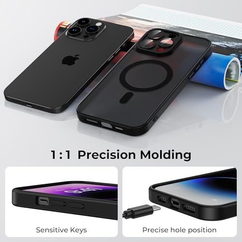 Image of Tobfit Magnetic Case for iPhone 14 Pro Compatible with Mag Safe, Translucent Matte Back Slim Shockproof Phone Cover for iPhone 14 Pro