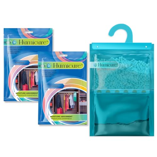 Image of Humicure Moisture Absorber Dehumidifier with 1 Litre Absorption Capacity; Prevents Wardrobe, Bathroom, Kitchen and Bedroom from Mould & Fungus (Pack of 2, 400gram each, Classic) (Without Fragrance)
