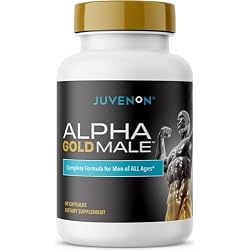 Juvenon Alpha Gold Male Testosterone Booster for Men - T-Support & Male Vitality with KSM-66 Ashwagandha + Fenugreek + Boron Citrate + Saw Palmetto, Non-GMO Vegetarian Capsules