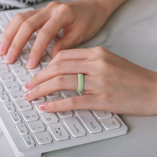 Egnaro Women's Silicone Engagement Rings, 5.5mm Wide 2mm Thick Rubber Bands Flexible For Workout - Image 5