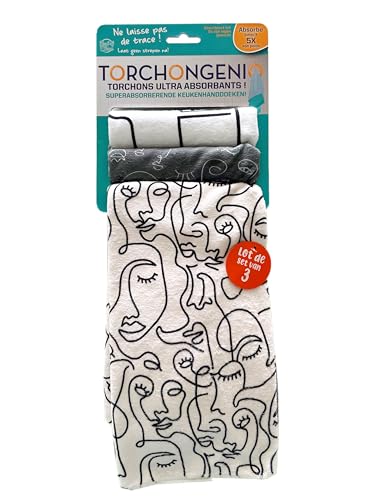 MYBO TV - TORCHONGENIO - Ultra-Absorbent Dish Towels That Leave no Streaks - Set of 3 Dish Towels with Leaf Pattern - Specially Designed for Washing Dishes