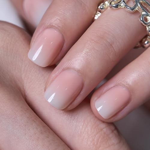 Image of CurvLife Extra Short Square Press On Nails, Beige, Cream Fade, Soft Gel