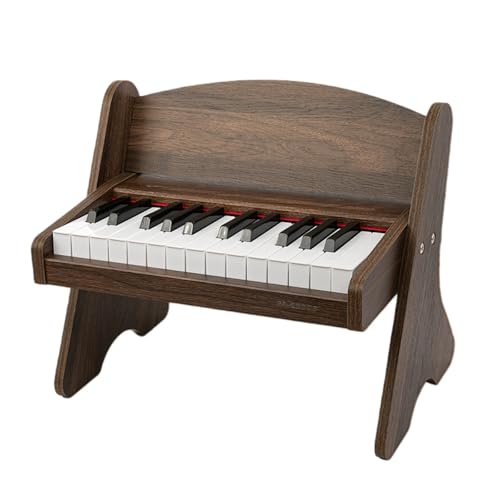 WOLKKAM木製子供用25鍵電子キーボード初心者用小型ピアノ男の子と女の子のおもちゃ誕生日プレゼント (クルミ)