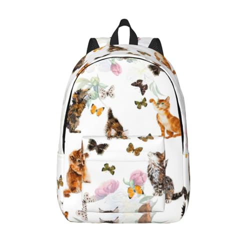 Sac à dos imprimé chaton et papillon EdWal avec grand compartiment ordinateur
