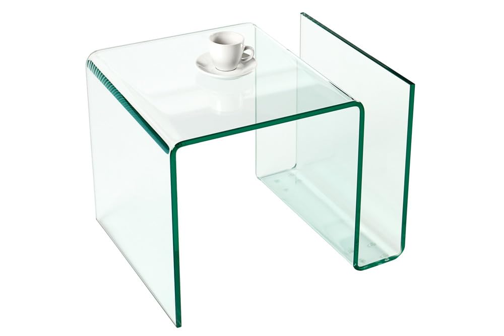 invicta INTERIOR Extravaganter Glas Couchtisch FANTOME Beistelltisch mit Ablagefach für Magazine transparent