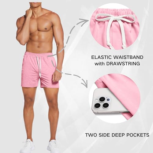 Image of Deyeek 5.5 Inch Mens Pajama Shorts Sleep Cotton Lounge PJ Lightweight Elastic Waist Drawstring Nightwear Bottom with Pockets