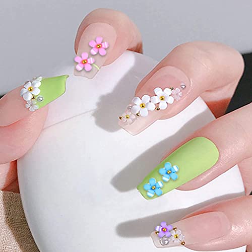Flowers Nail Art Decorations, 12 Colors Floral Resin Nail Glitter Sequins, Five Petals Blossom Nail Studs Rhinestone Design For Nail Stickers Decals Foils, Women Girls Manicure Flower Acrylic Supplies #TOP1