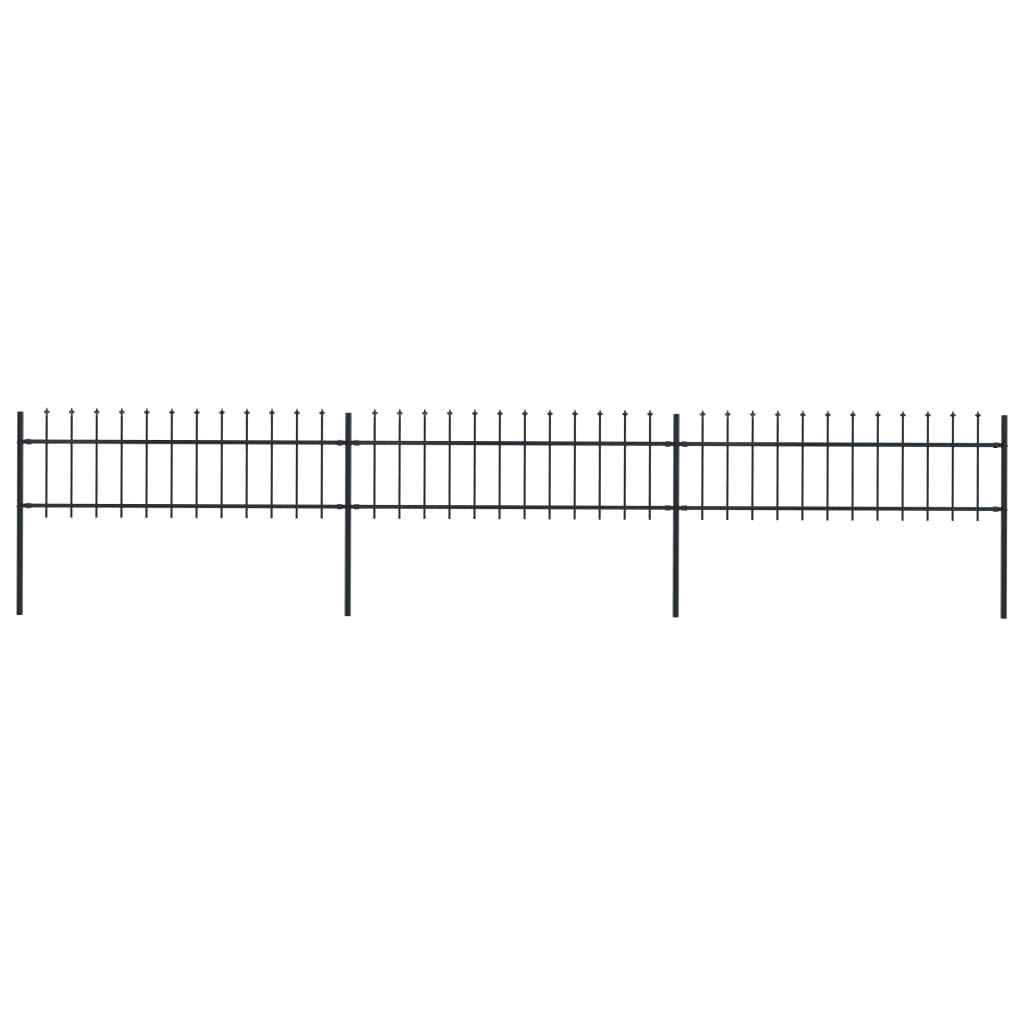 vidaXL Ogrodzenie z prętów z grotami, stalowe, 5,1 x 0,6 m, czarne