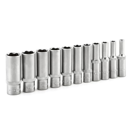 Vanquish 11 Pieces 1/4-Inch Drive Deep Socket Set, Metric, 6-Point, 4mm to 14mm
