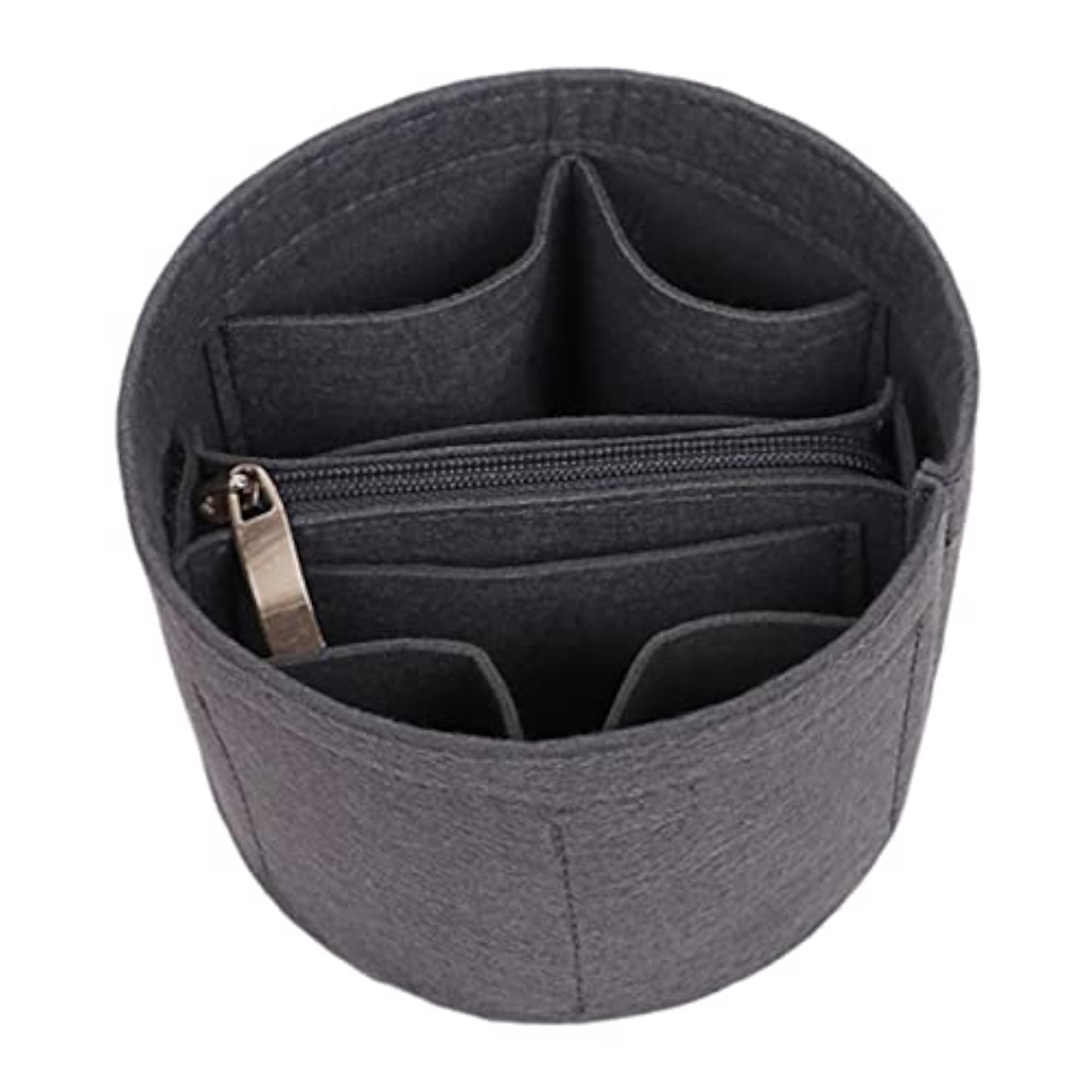 Generic Storage Bag Liner Insert, Bucket Type with Compartments, Gray