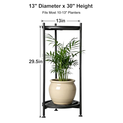 Hongsane Plant Stand Indoor Outdoor,2 Tier 30" Tall Metal Plant Stands,Heavy Duty Plant Holder for Large Pots,Outside Plant Shelves for Patio,Black Flower Display Shelf for Living Room,Bedroom,1-Pack by Hongsane - Used condition - Image 2